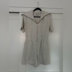 VARLEY: Cream Zip-Up Romper